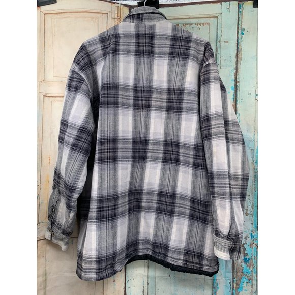 National Outfitters Mens XXL Shirt/Jacket Gray Plaid Cotton Button Down Pocket - Picture 4 of 7